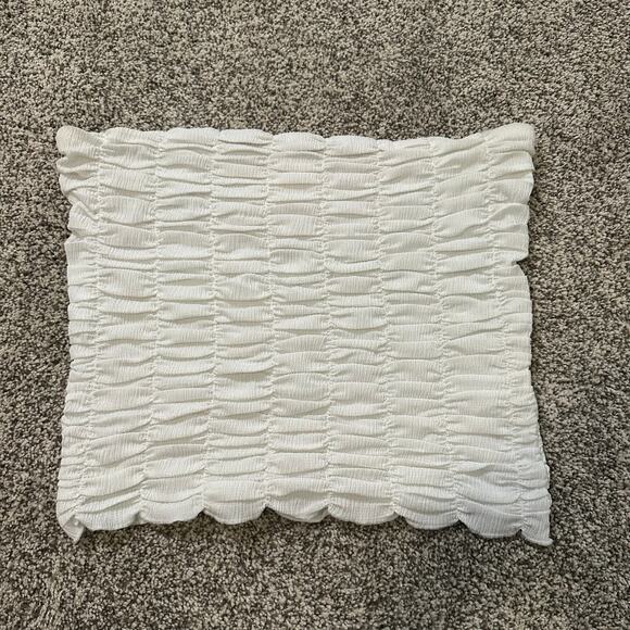 Anthropologie white ruched strapless top size M - Picture 2 of 8